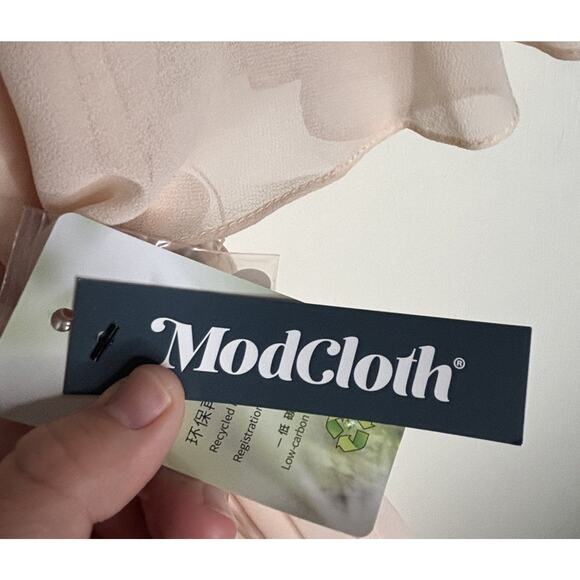 Modcloth Gown Blush Pink Chiffon Size Medium Wrap Dress Queen of Eden Maxi NEW - Picture 11 of 15